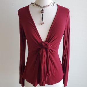 Nasty Gal Burgundy Tie Front Top